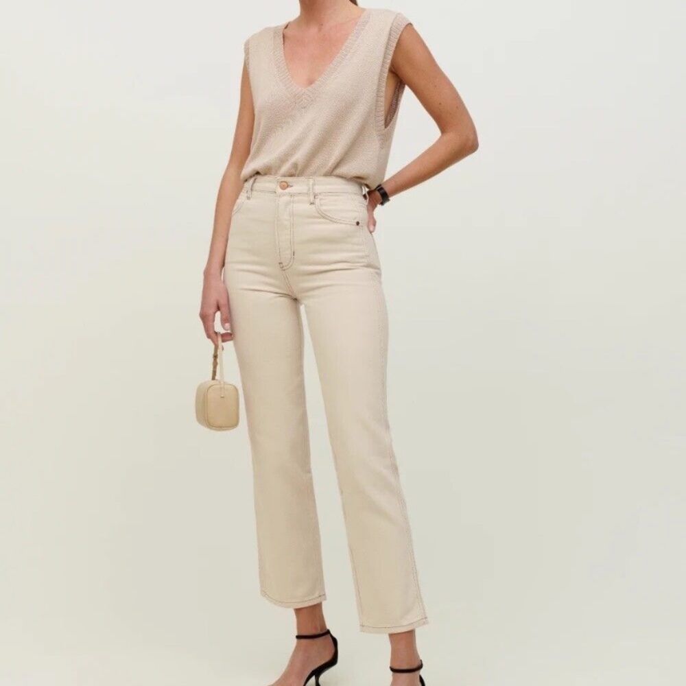 Reformation Cowboy High Rise Straight Jeans Almond